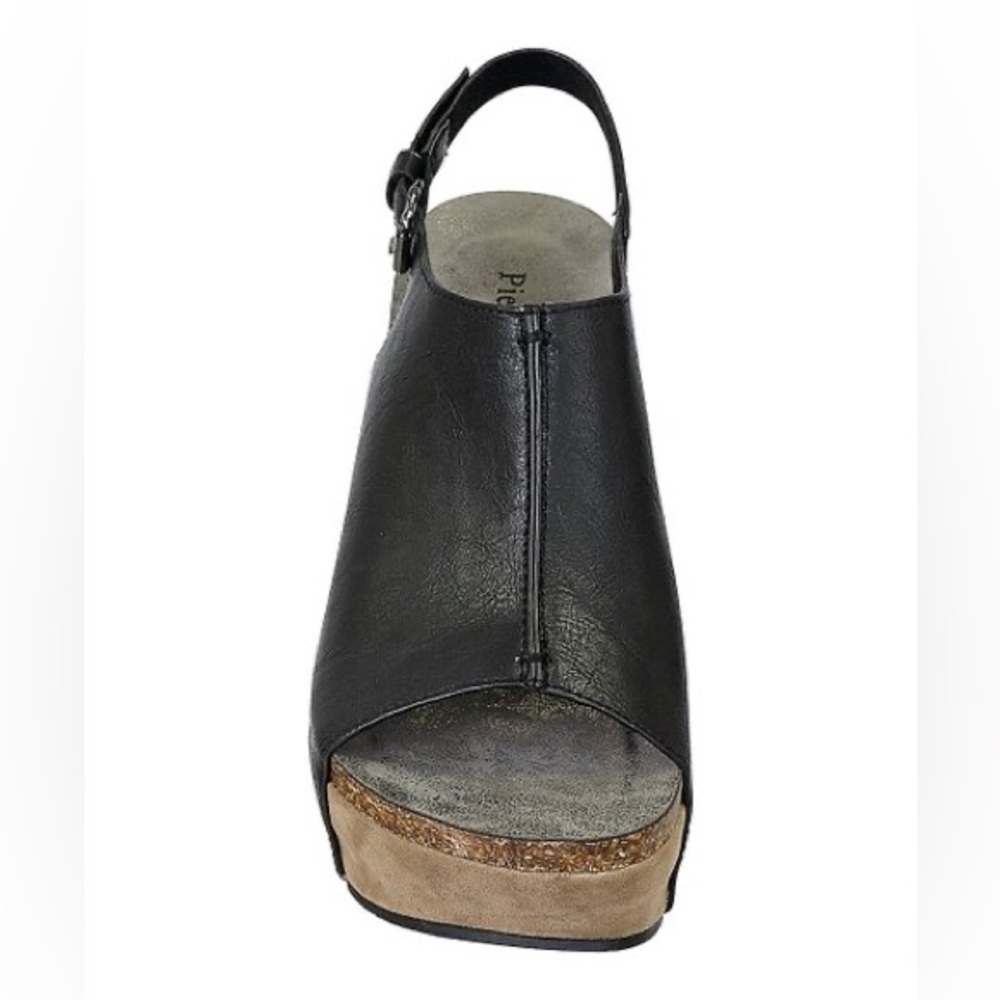 Pierre Dumas | Black Marbled Hester Wedge Peep-Toe Sandal - Women - Picture 5 of 12